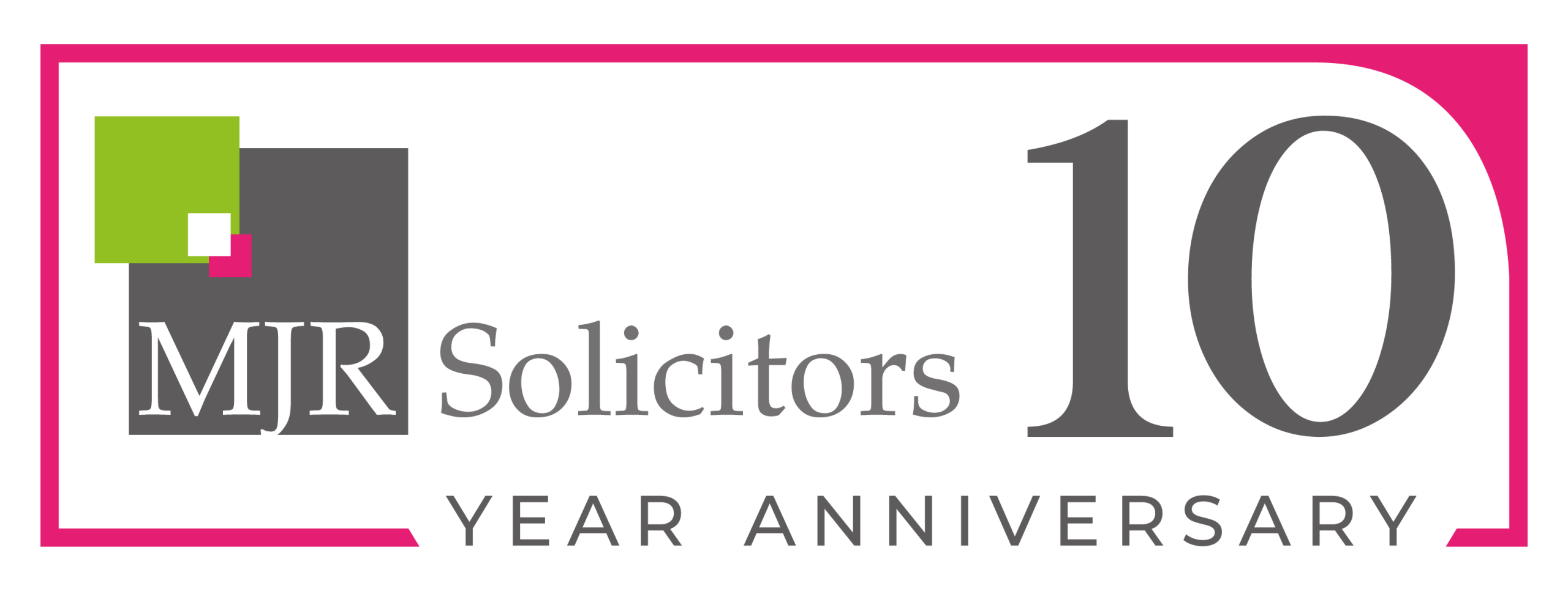 MJR Solicitors 10th Anniversary Logo MAY26